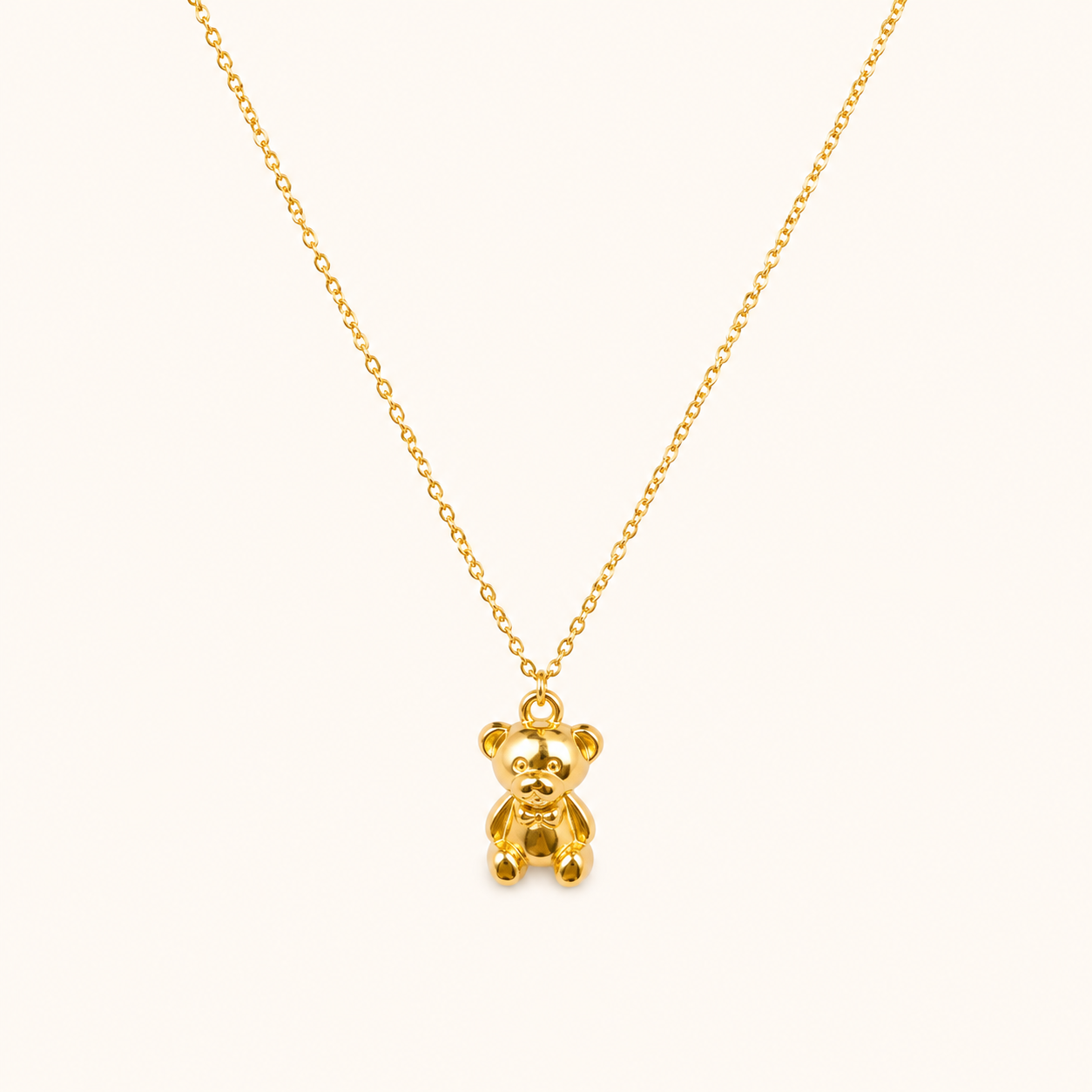 Golden Teddy Charm Necklace