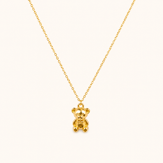 Golden Teddy Charm Necklace