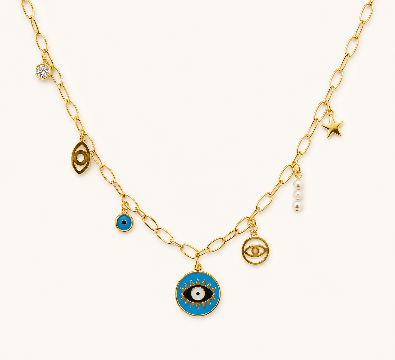 Golden Evil Eye Charm Necklace