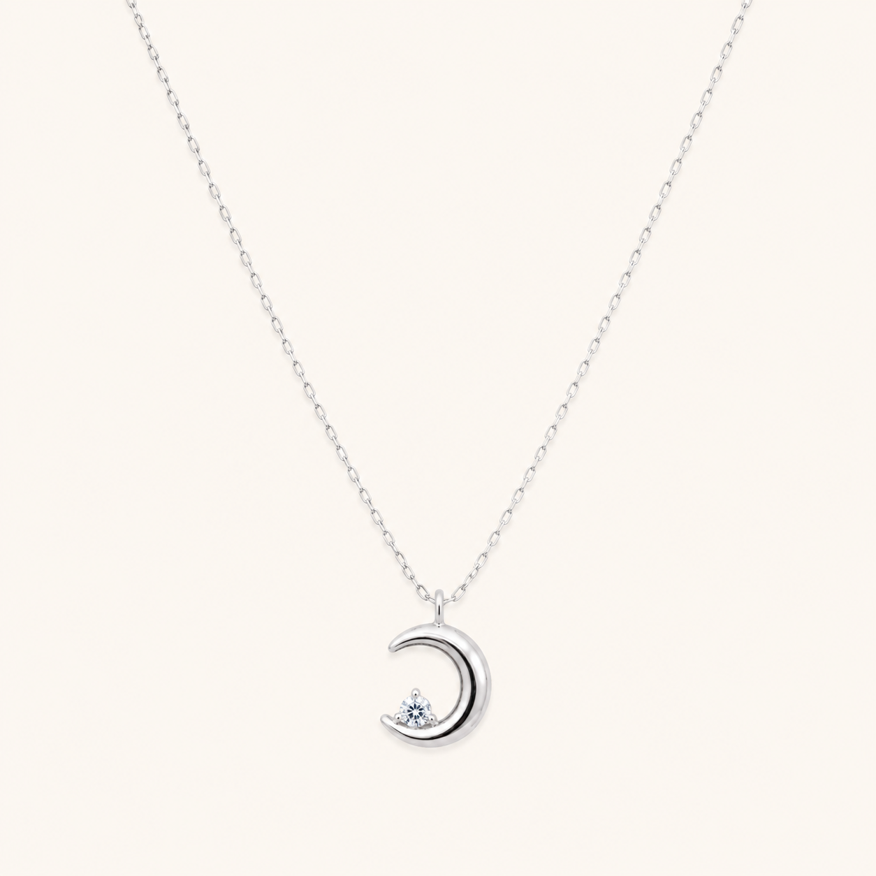 Silver Moon Charm Necklace