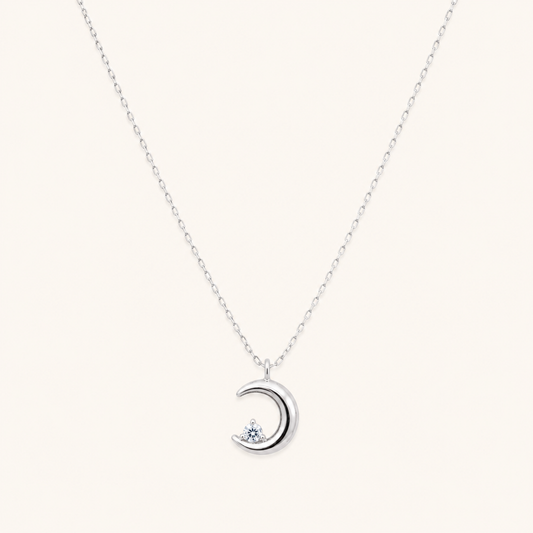 Silver Moon Charm Necklace