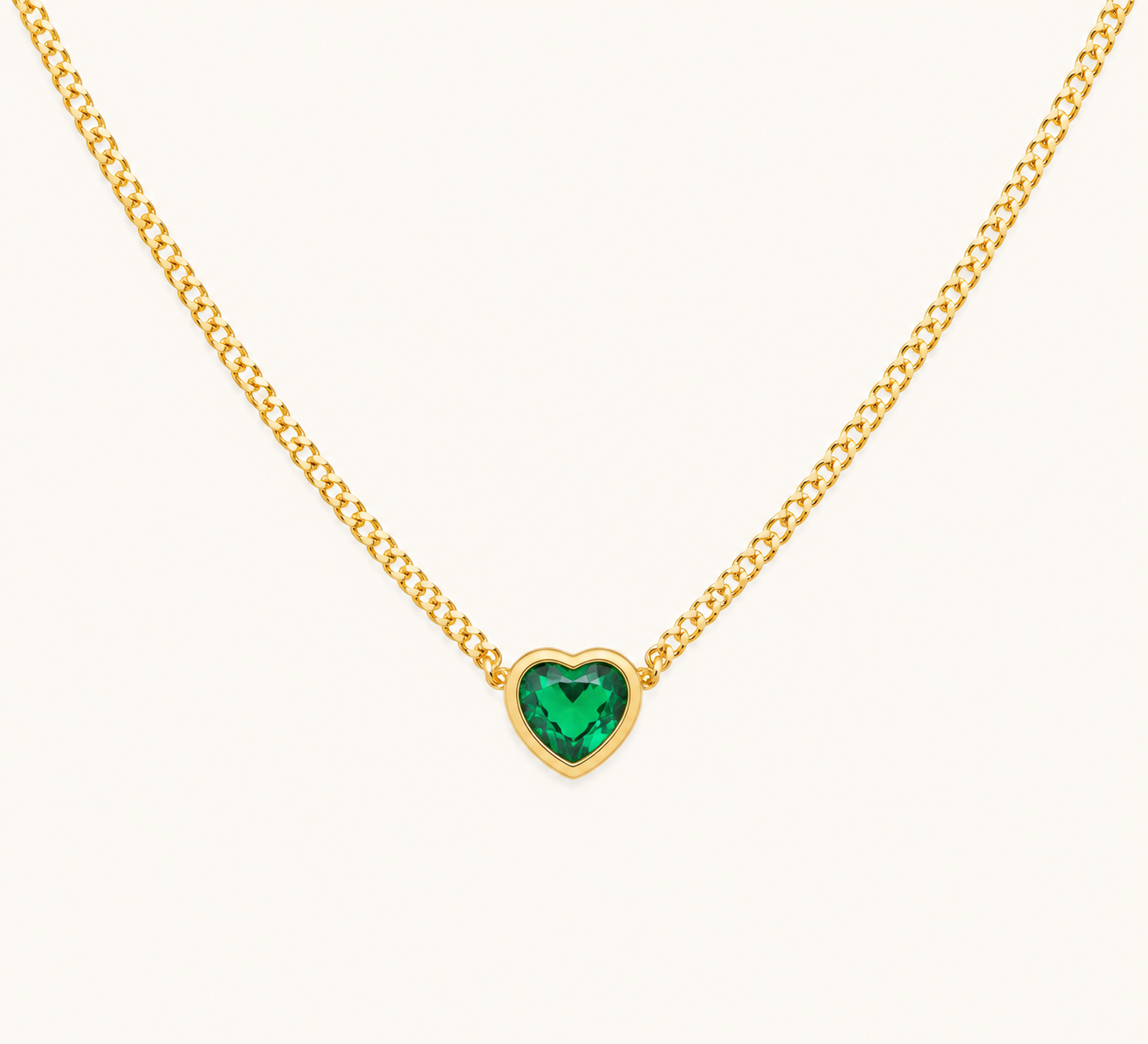 Emerald Glow Heart Necklace