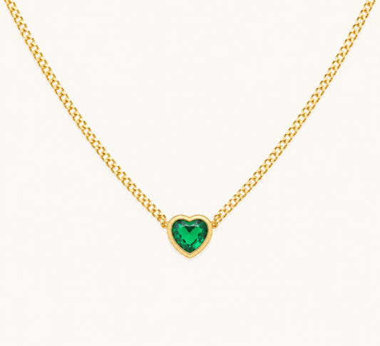 Emerald Glow Heart Necklace