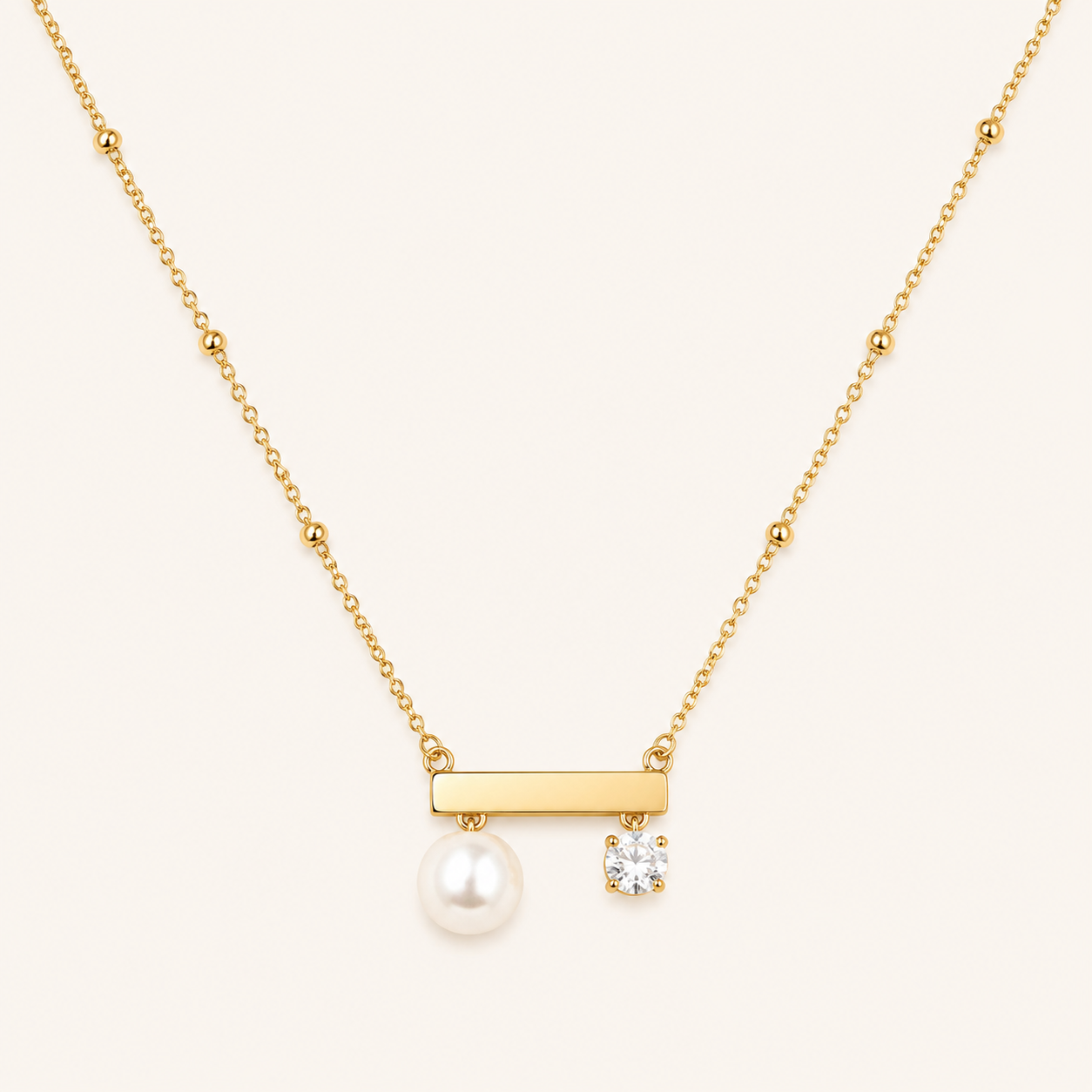 Golden Pearl Duo Necklace