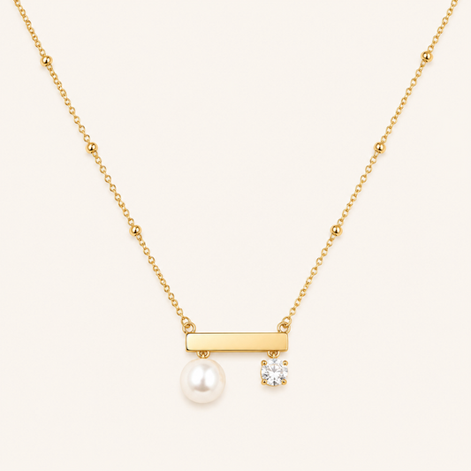 Golden Pearl Duo Necklace