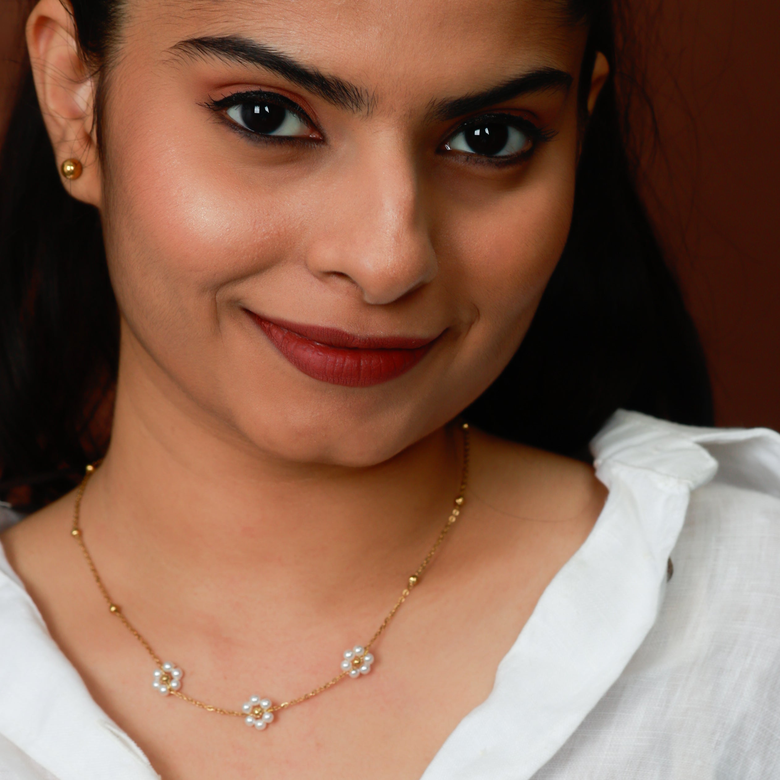 Golden Pearl Blossom Necklace
