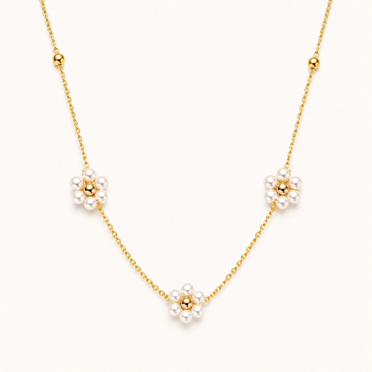 Golden Pearl Blossom Necklace