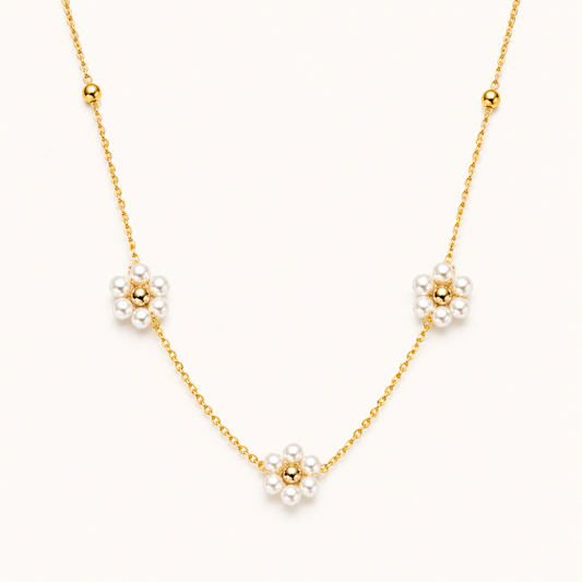 Golden Pearl Blossom Necklace