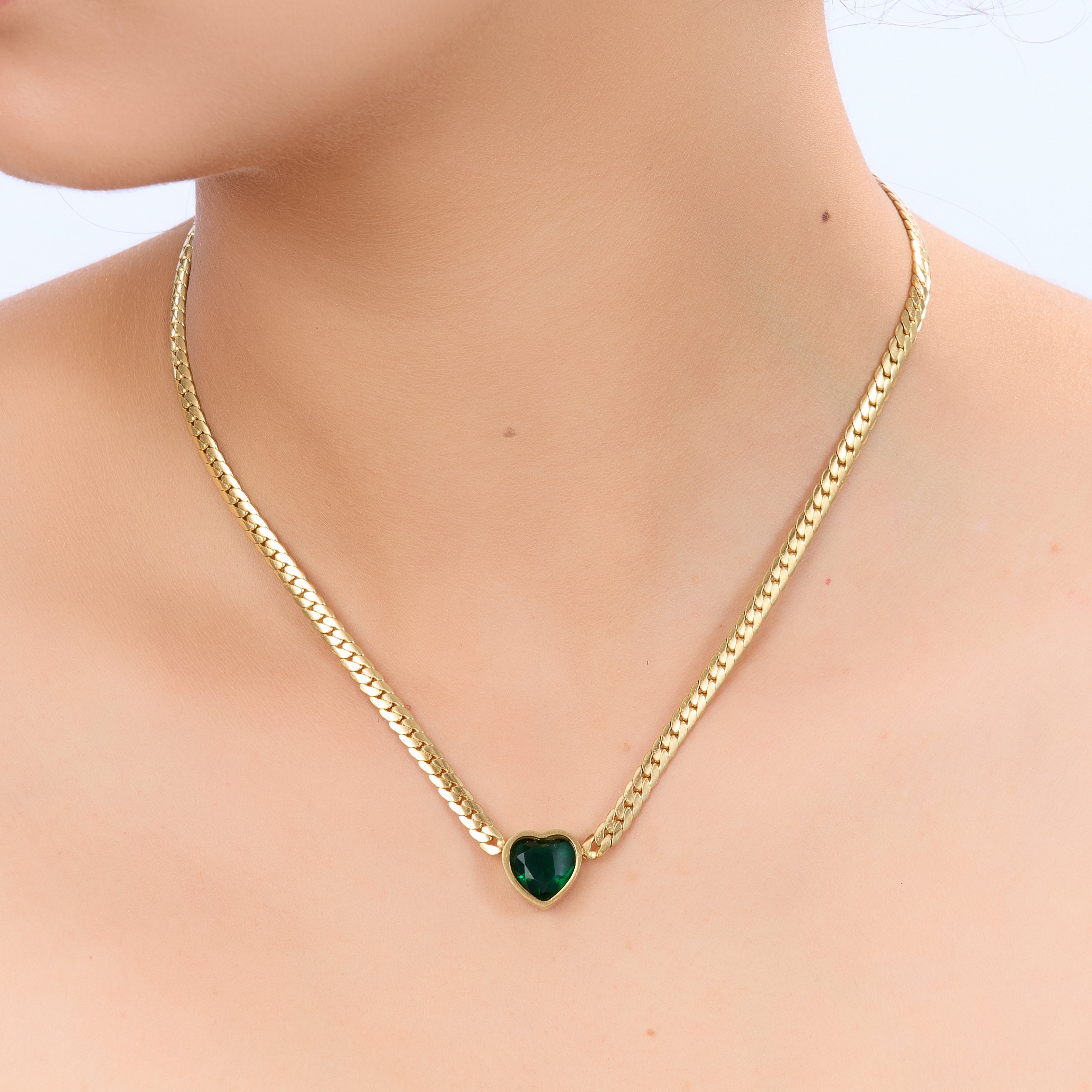 Emerald Glow Heart Necklace