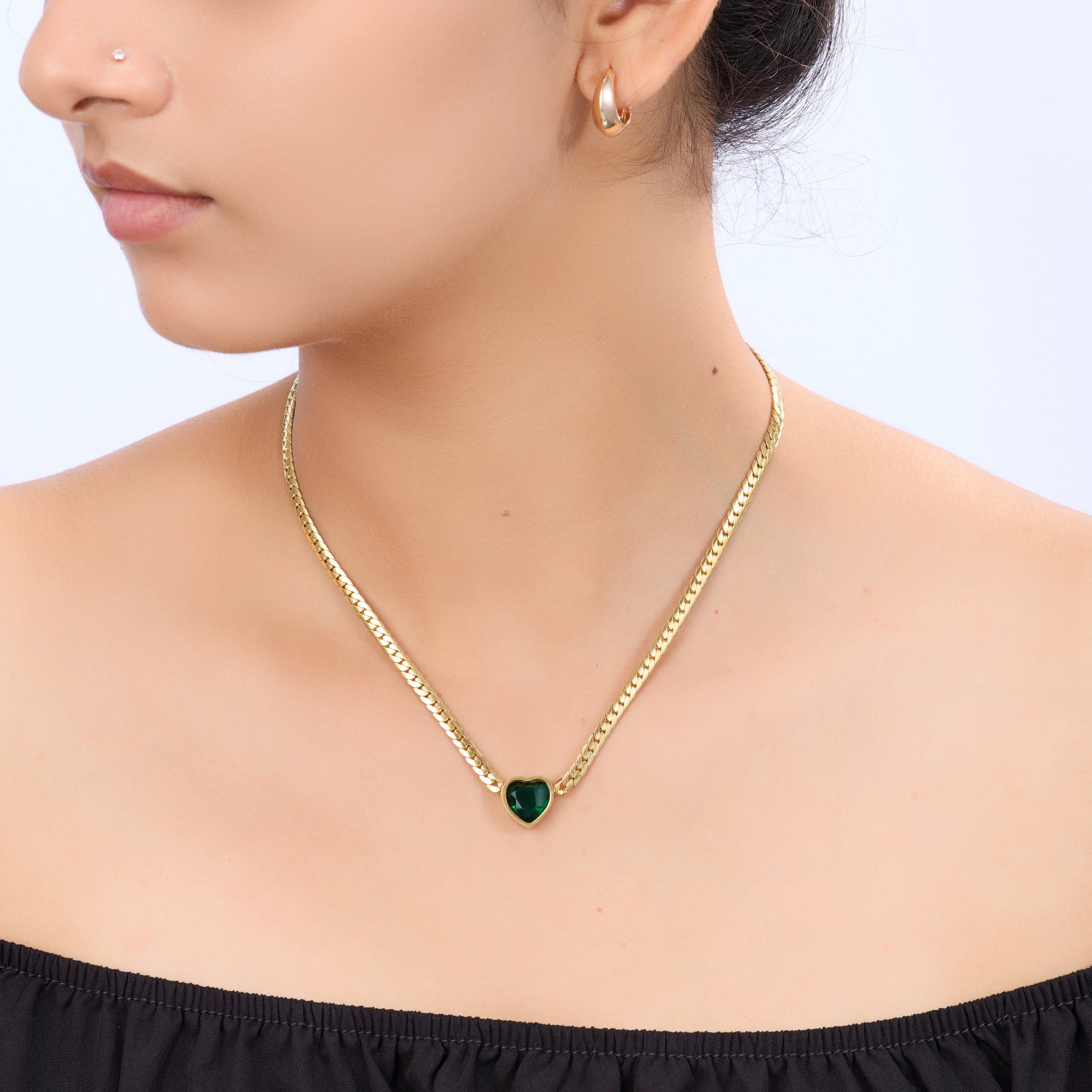 Emerald Glow Heart Necklace