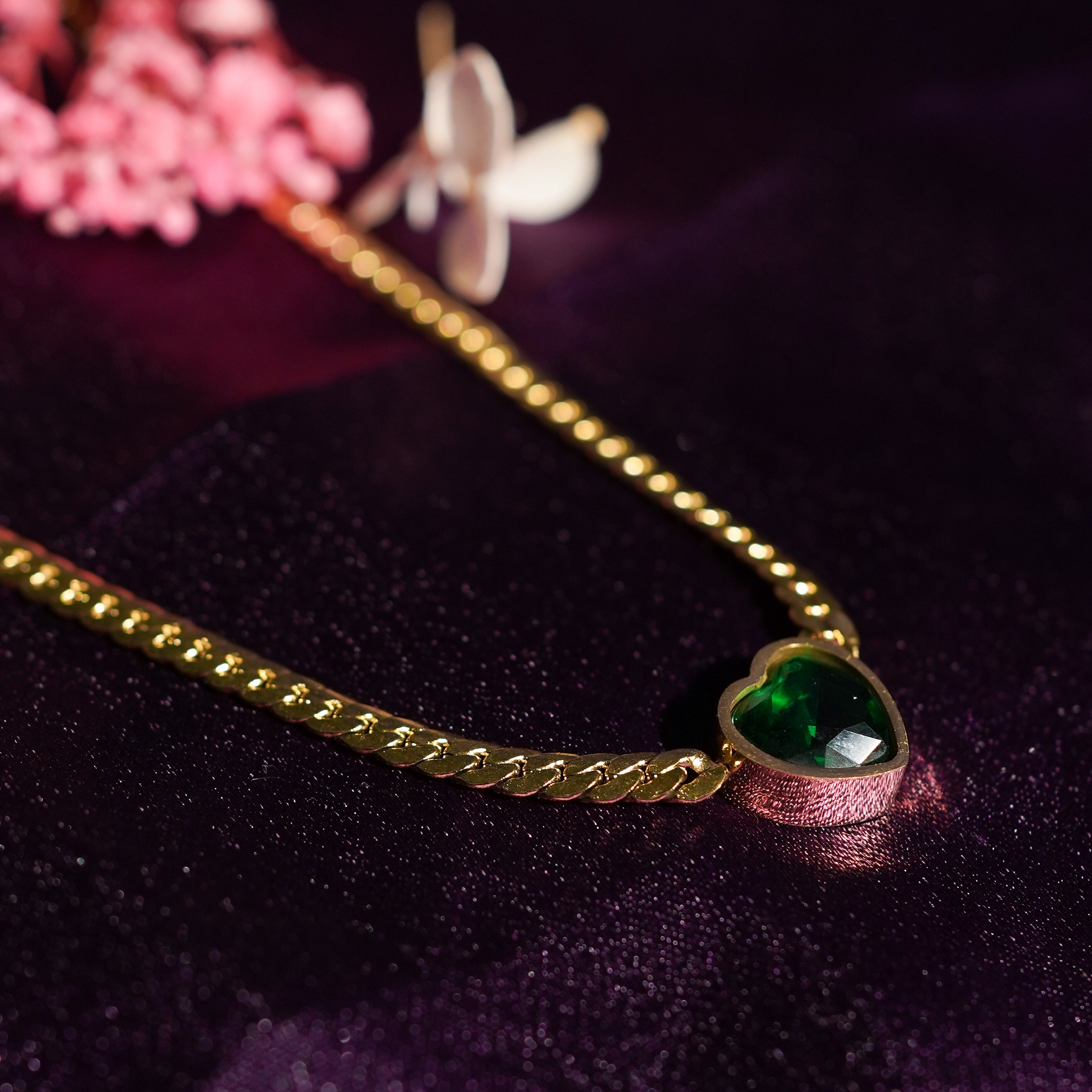 Emerald Glow Heart Necklace
