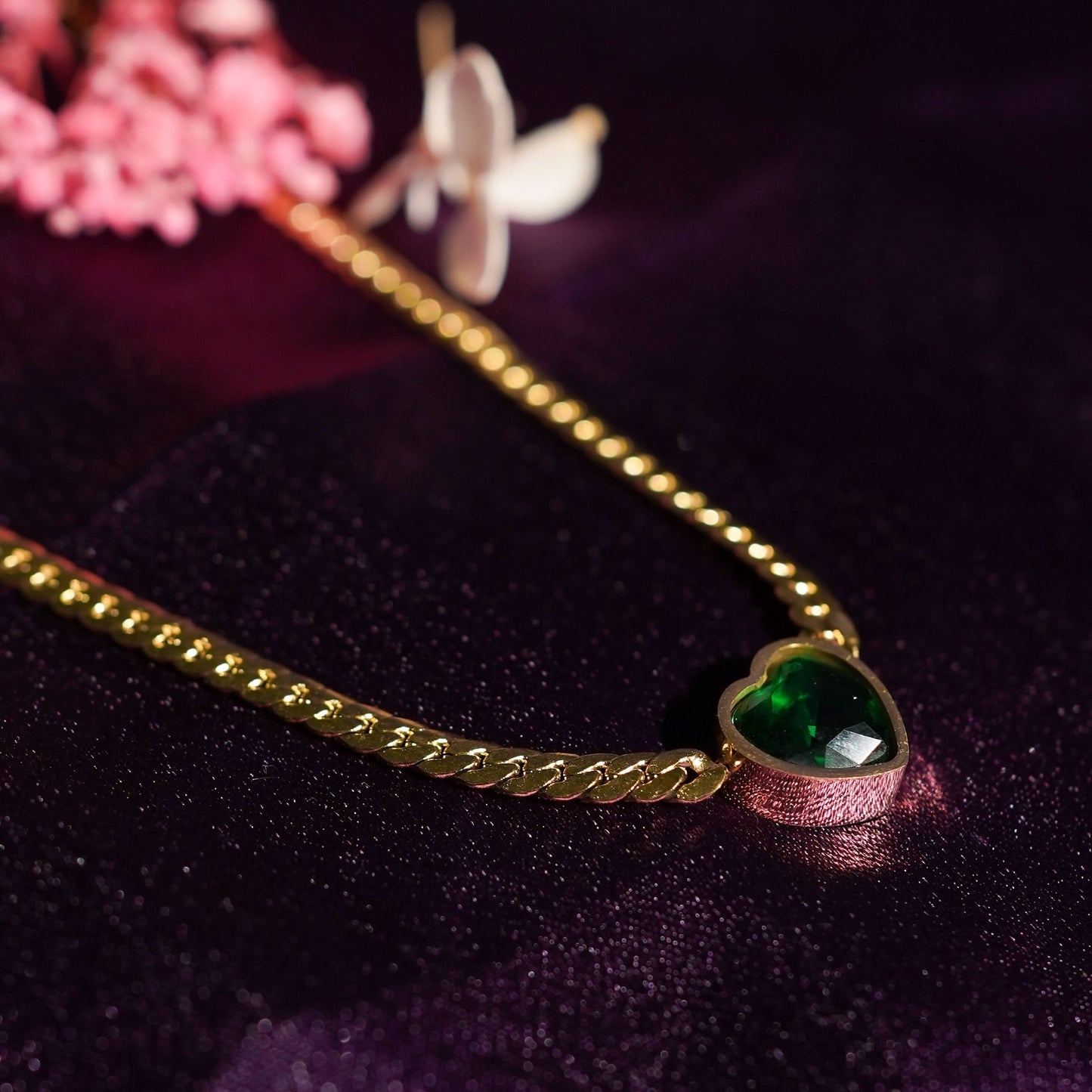 Emerald Glow Heart Necklace