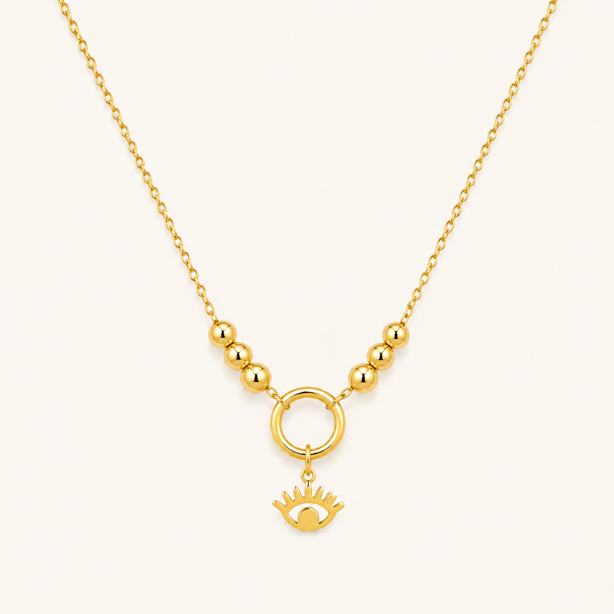 Golden Evil Eye Charm Necklace