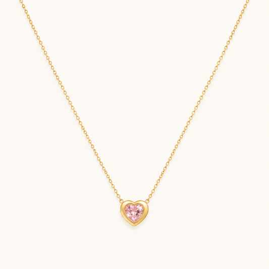 Rose Light Pink Heart Necklace