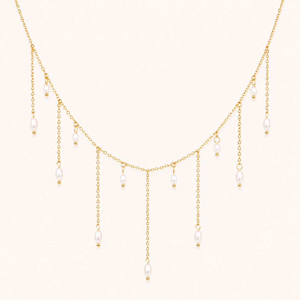 Golden Pearl Cascade Necklace