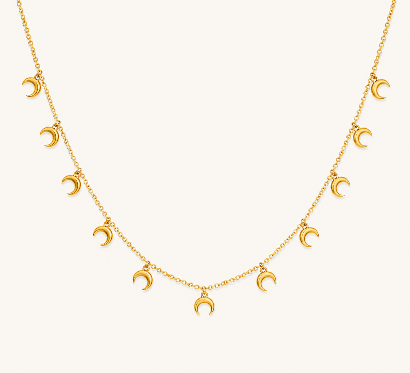 Golden Moon Charm Necklace