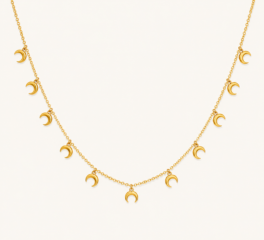 Golden Moon Charm Necklace