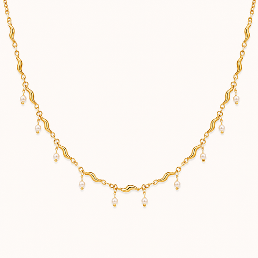 Golden Pearl Drop Necklace
