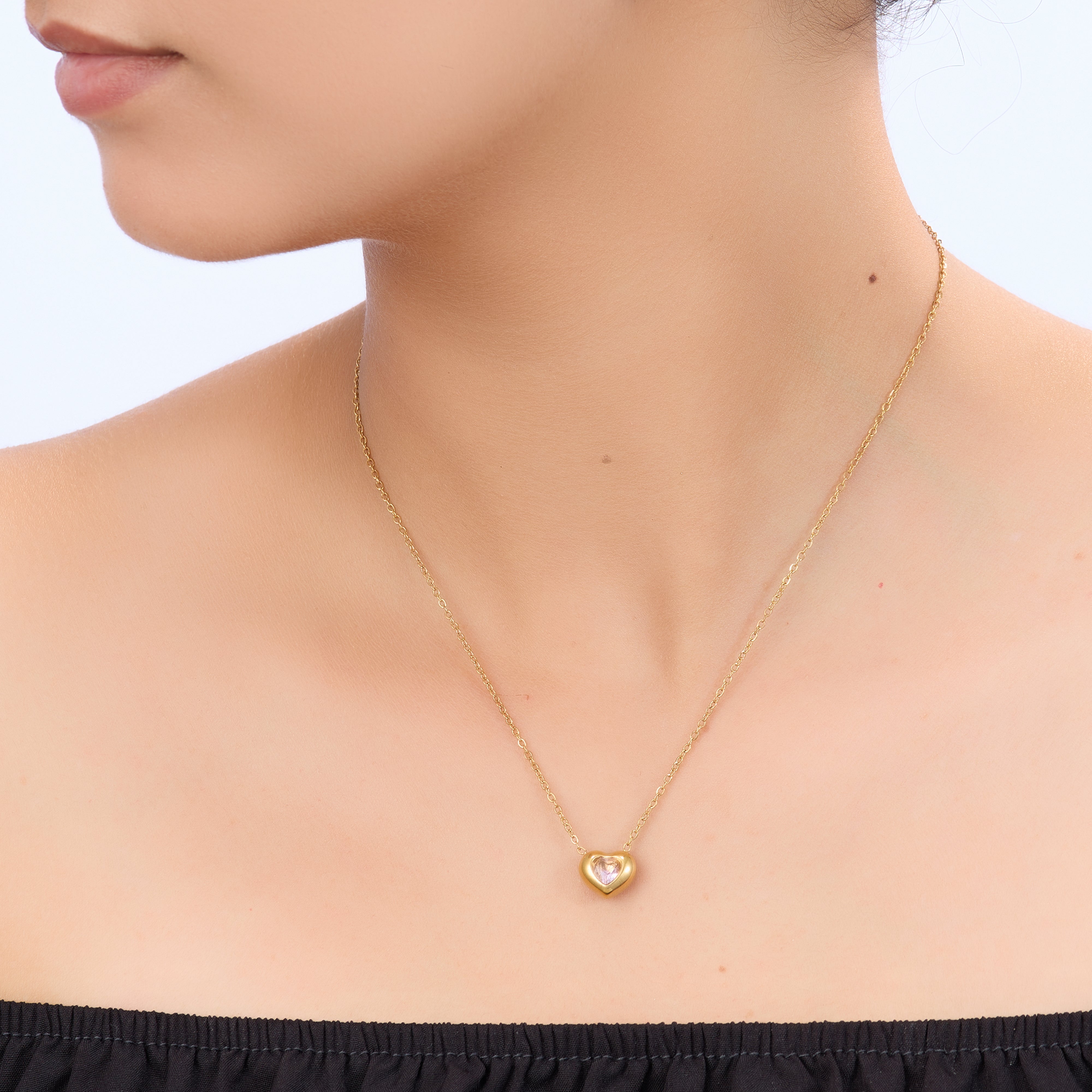 Rose Light Pink Heart Necklace