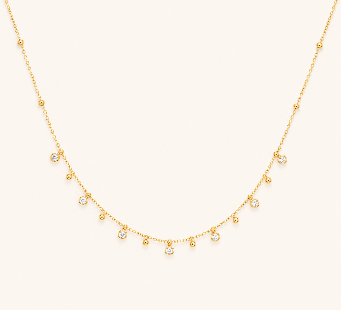 Golden Dewdrop Multi-Charm Necklace