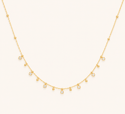 Golden Dewdrop Multi-Charm Necklace