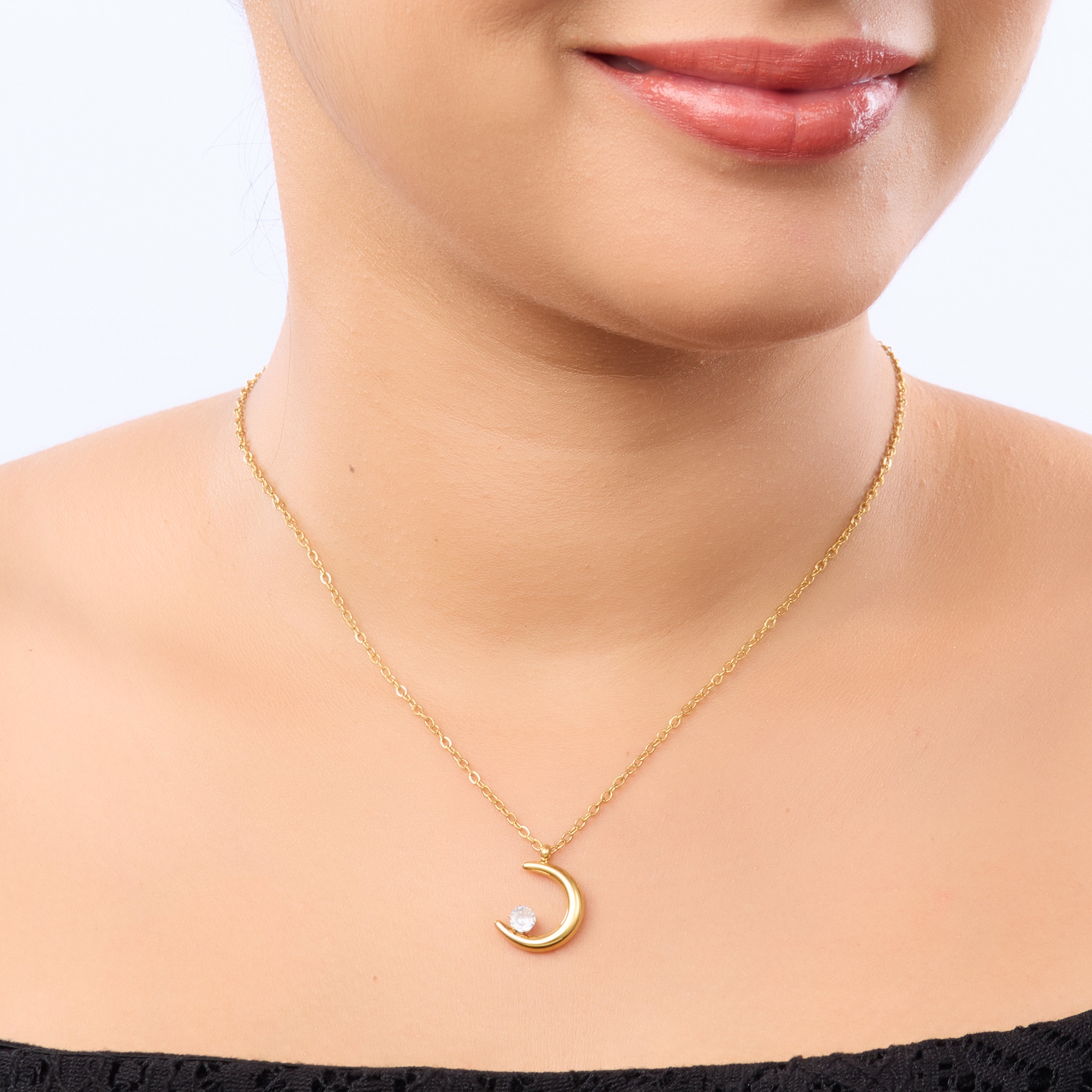 Golden Moon Left Pendant Necklace