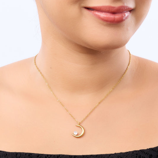 Golden Moon Left Pendant Necklace