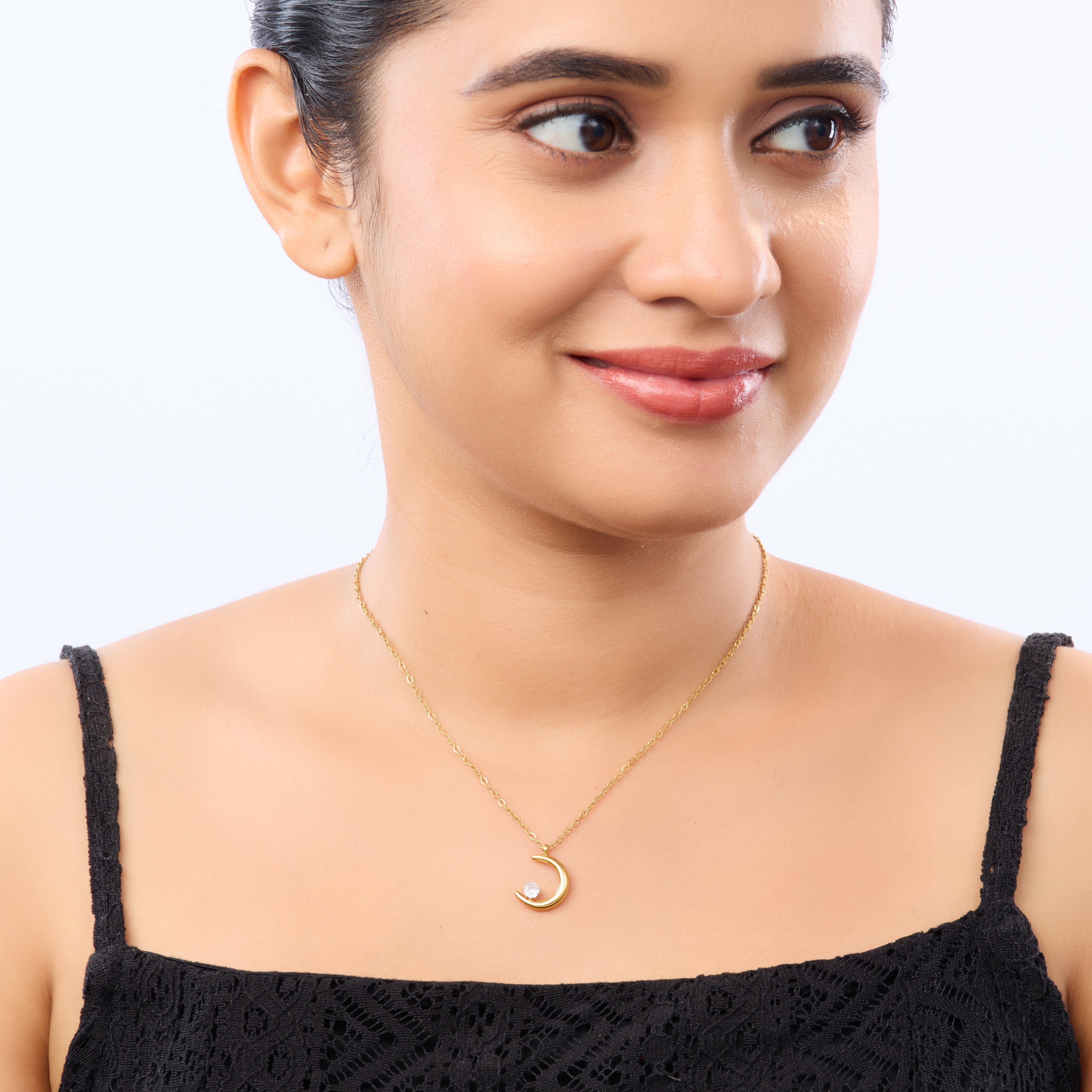 Golden Moon Left Pendant Necklace
