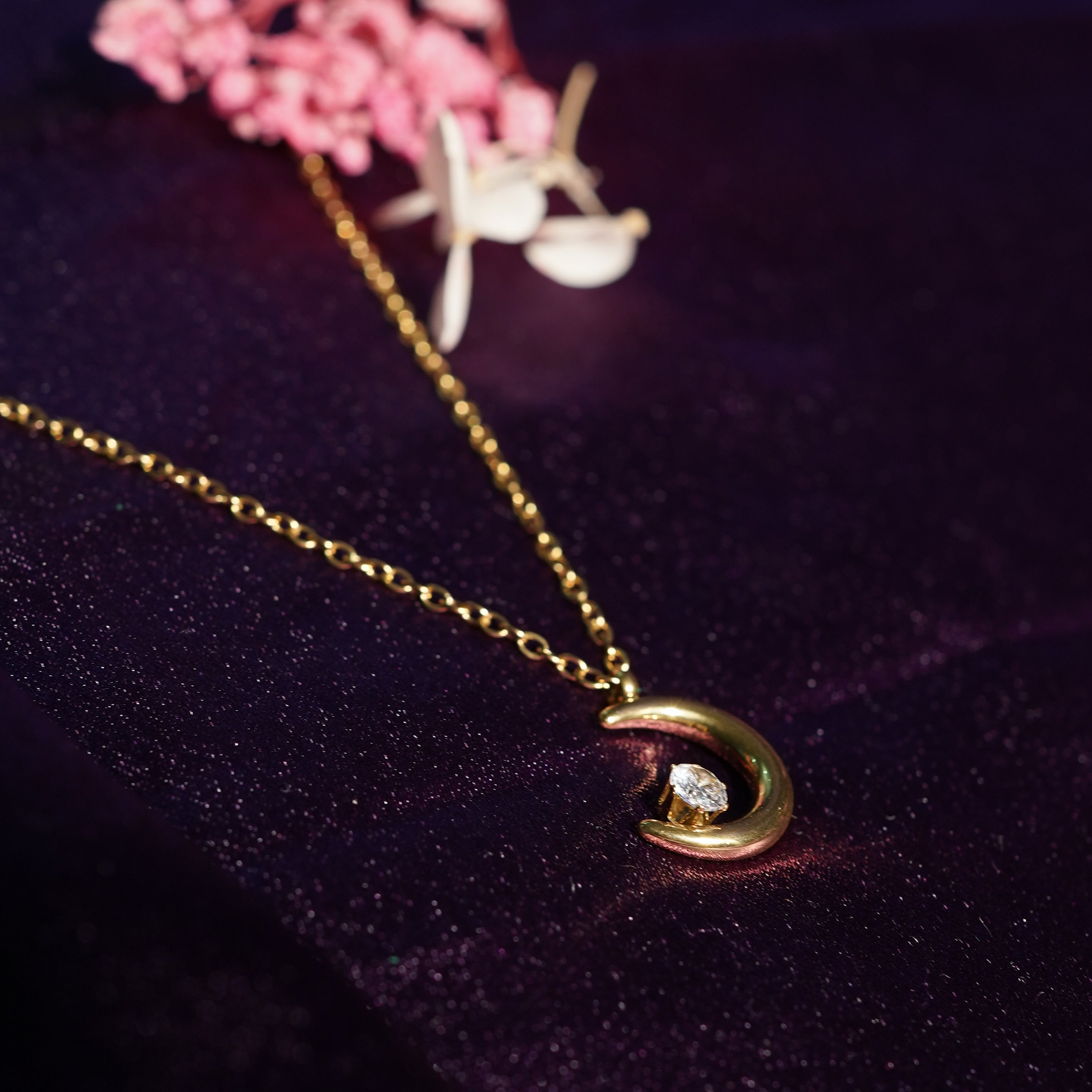 Golden Moon Left Pendant Necklace