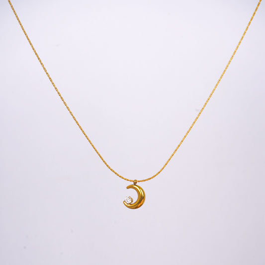 Golden Moon Left Pendant Necklace