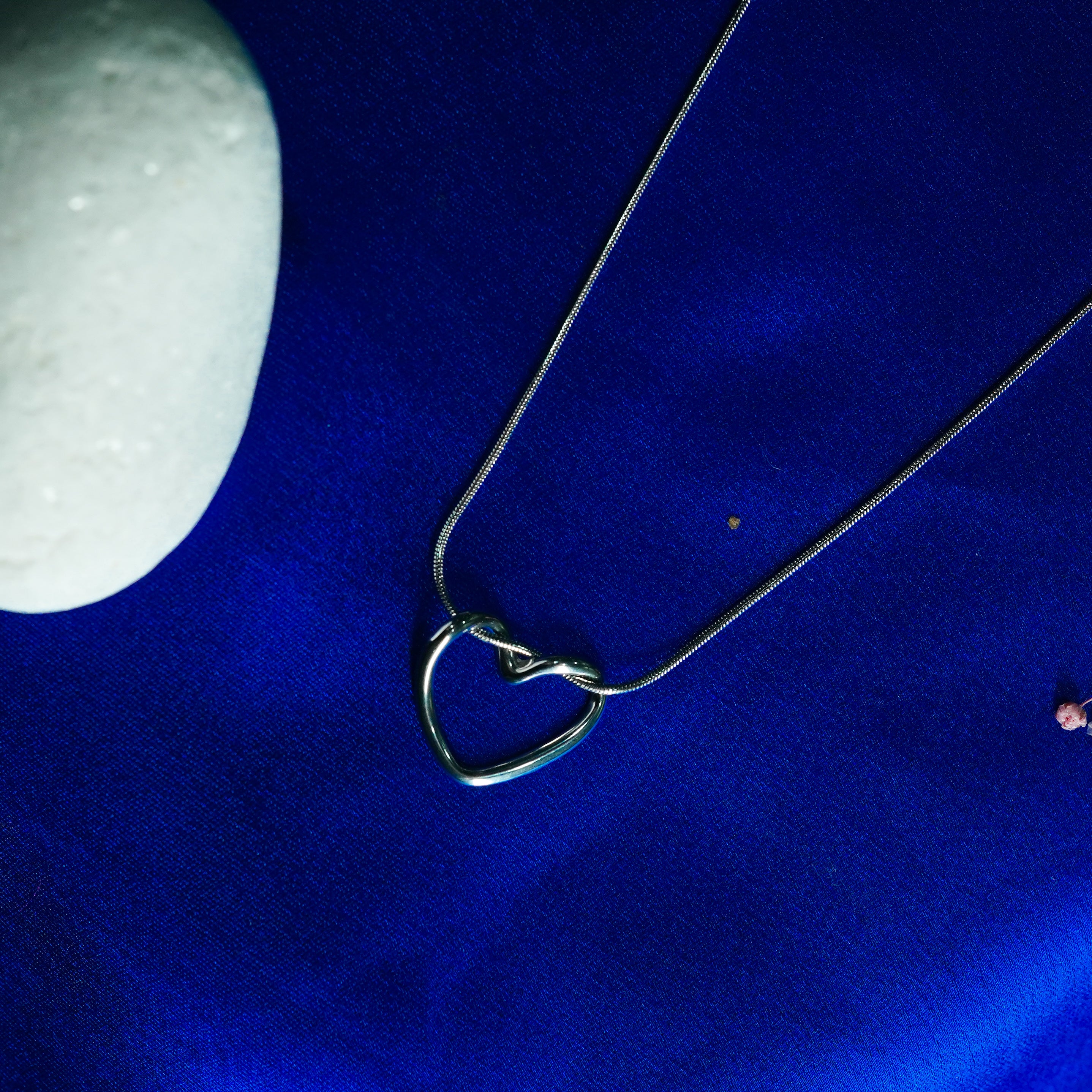 Sweet Rose Silver Heart Necklace