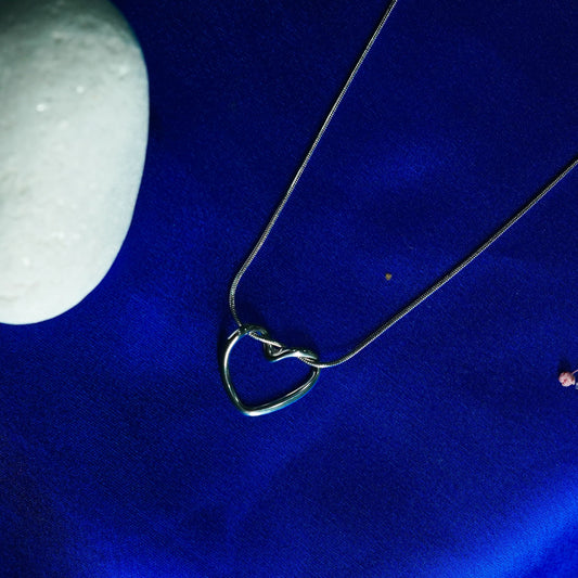 Sweet Rose Silver Heart Necklace