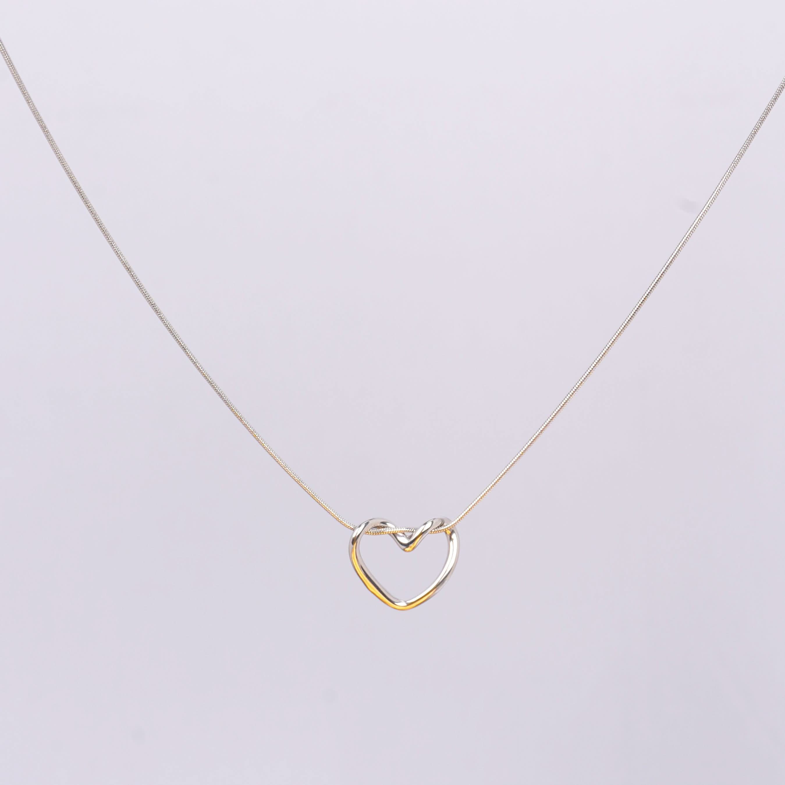 Sweet Rose Silver Heart Necklace