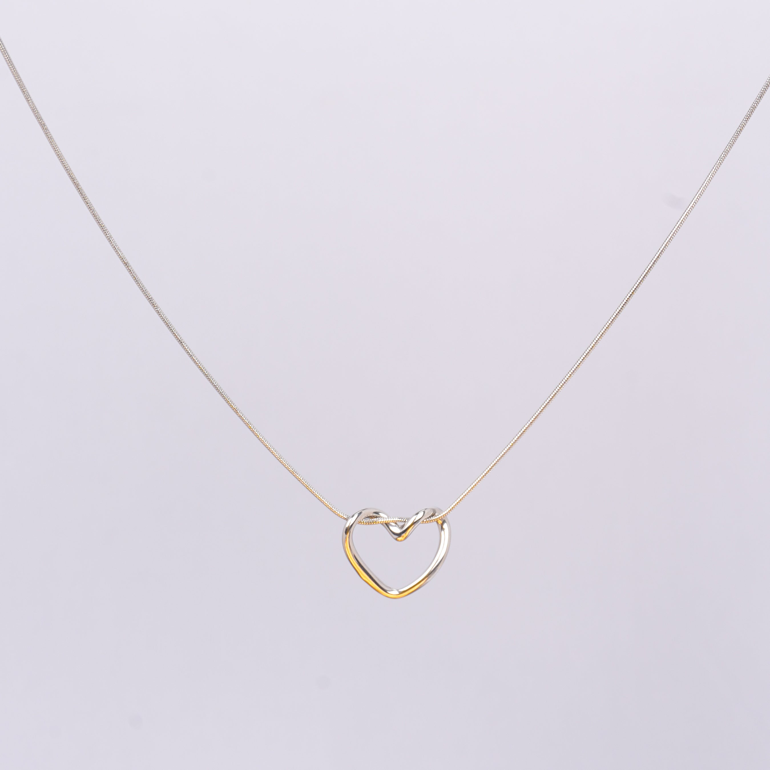 Sweet Rose Silver Heart Necklace