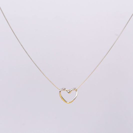 Sweet Rose Silver Heart Necklace