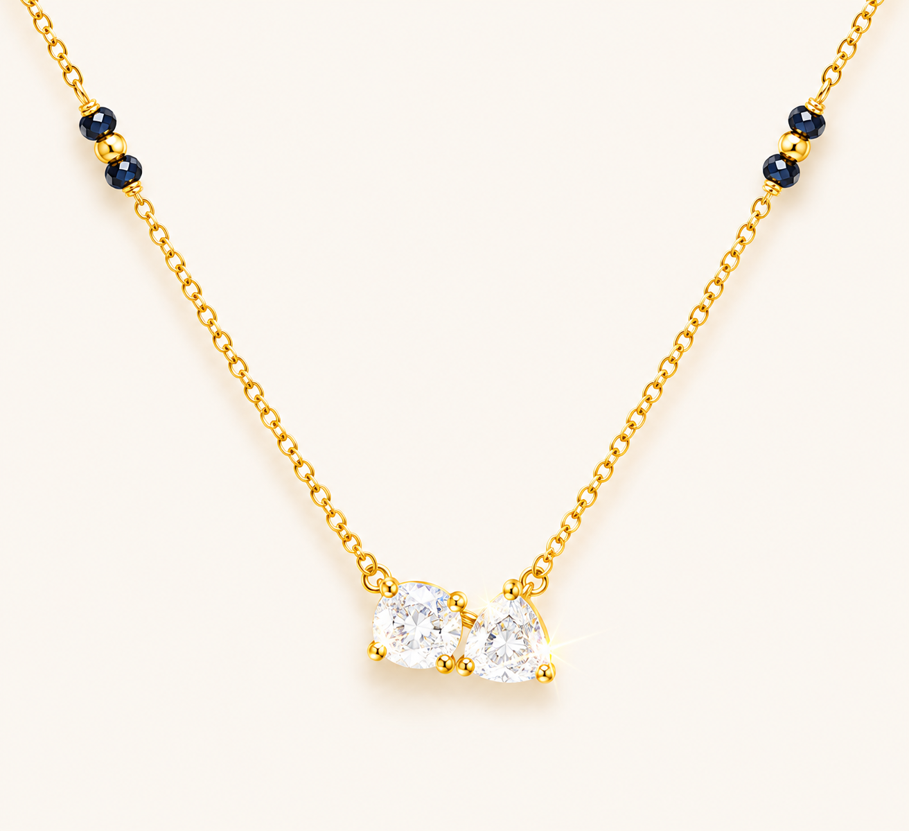 French Geometry White Zircon Necklace