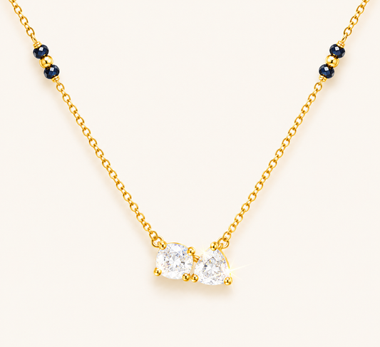 French Geometry White Zircon Necklace