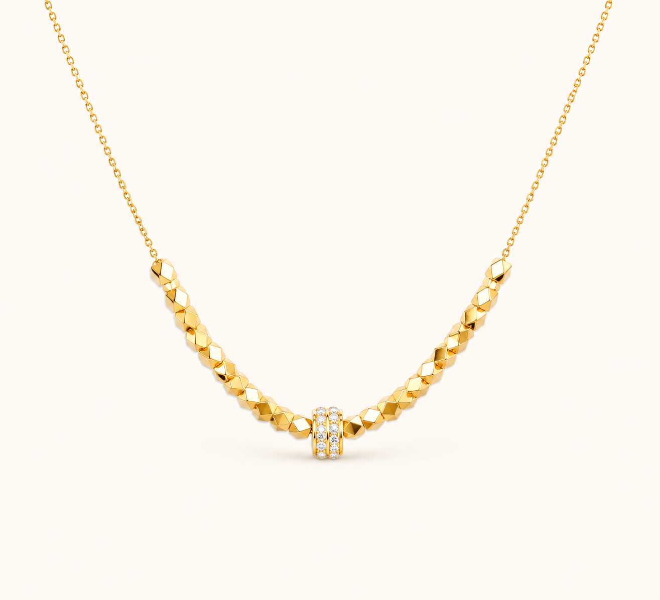 Geometric Diamond-Bead Necklace