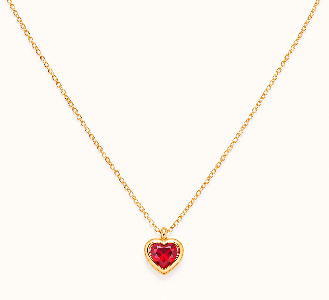 Jacinth Retro Heart Zircon Necklace