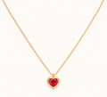 Jacinth Retro Heart Zircon Necklace
