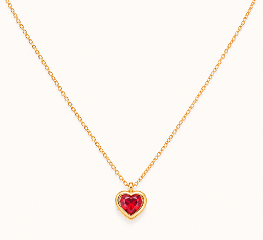 Jacinth Retro Heart Zircon Necklace