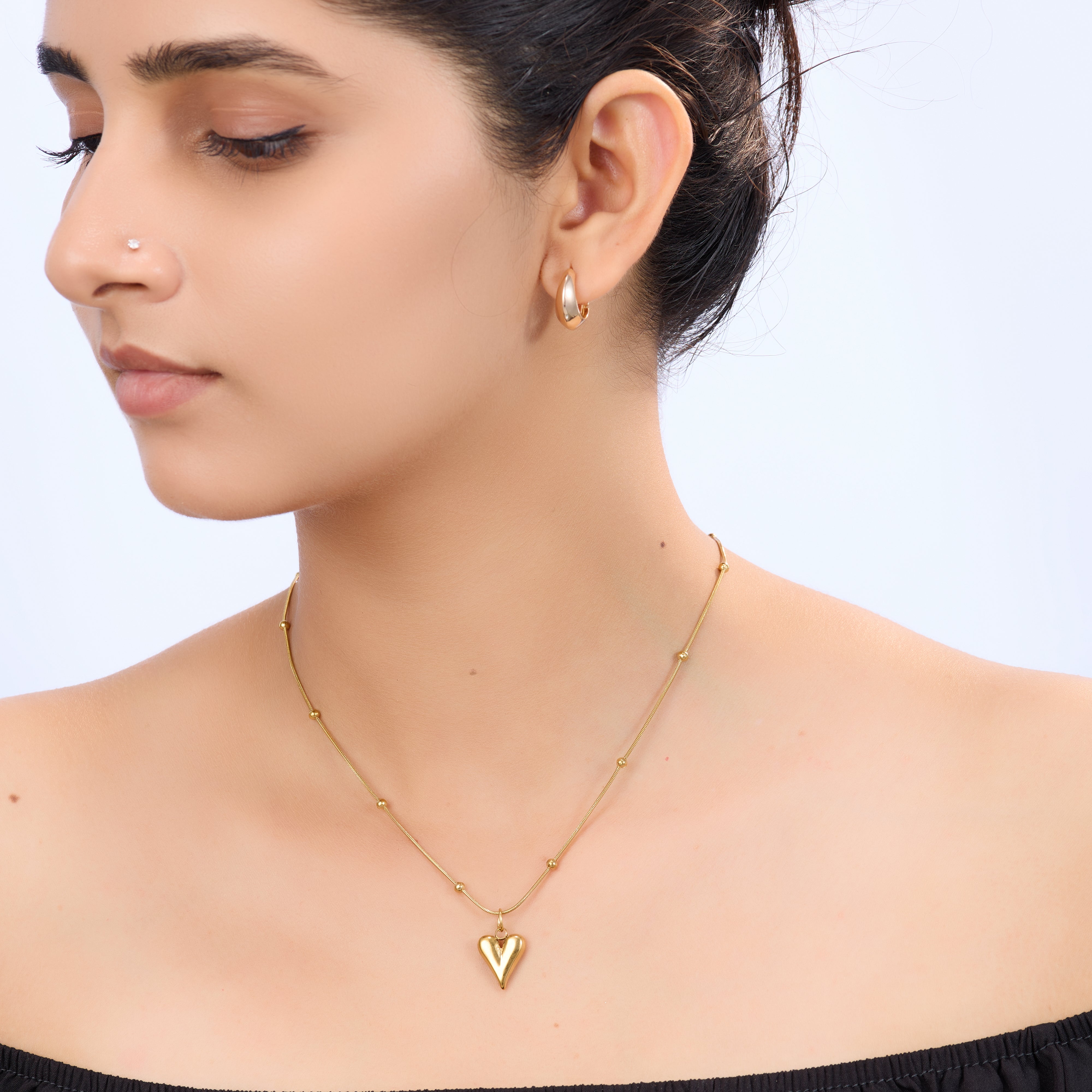 Golden Clip-Heart Classic Necklace