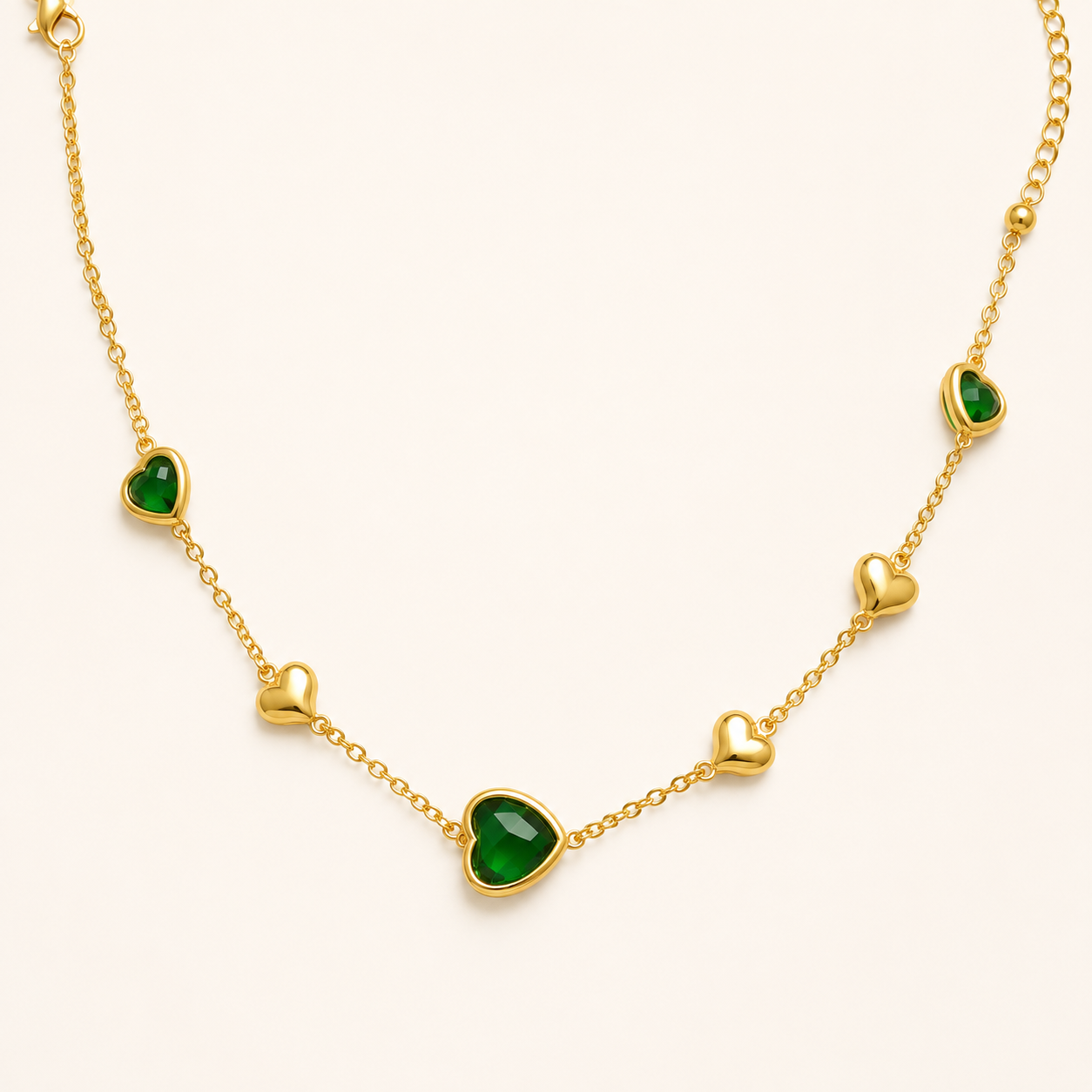 Emerald Love Facet Heart Necklace