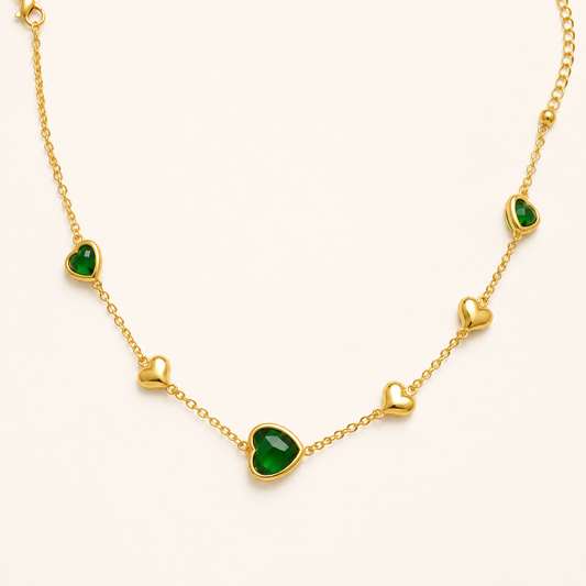 Emerald Love Facet Heart Necklace