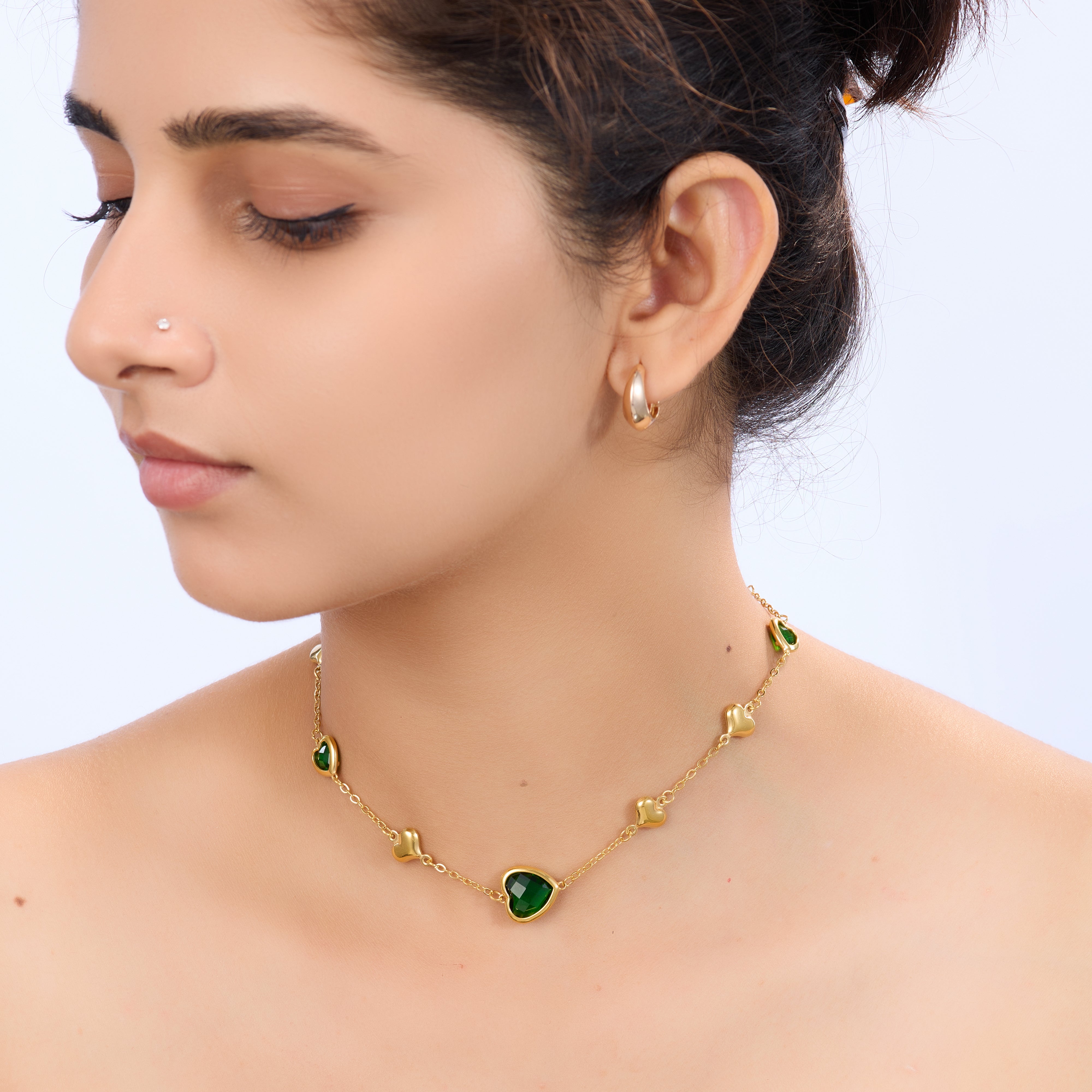 Emerald Love Facet Heart Necklace