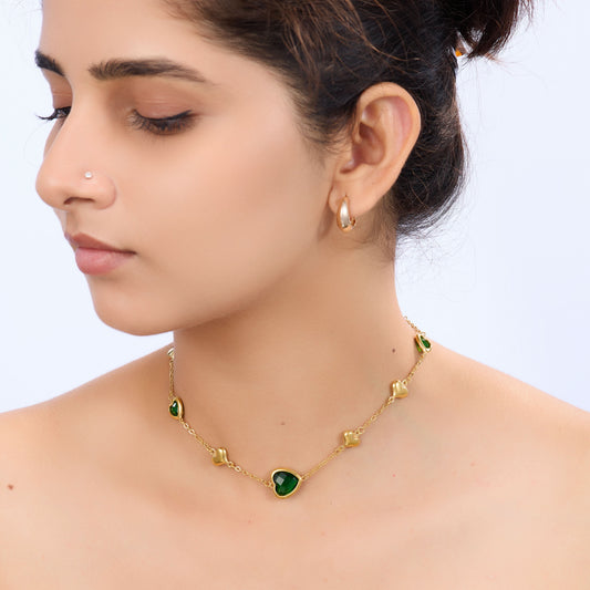 Emerald Love Facet Heart Necklace