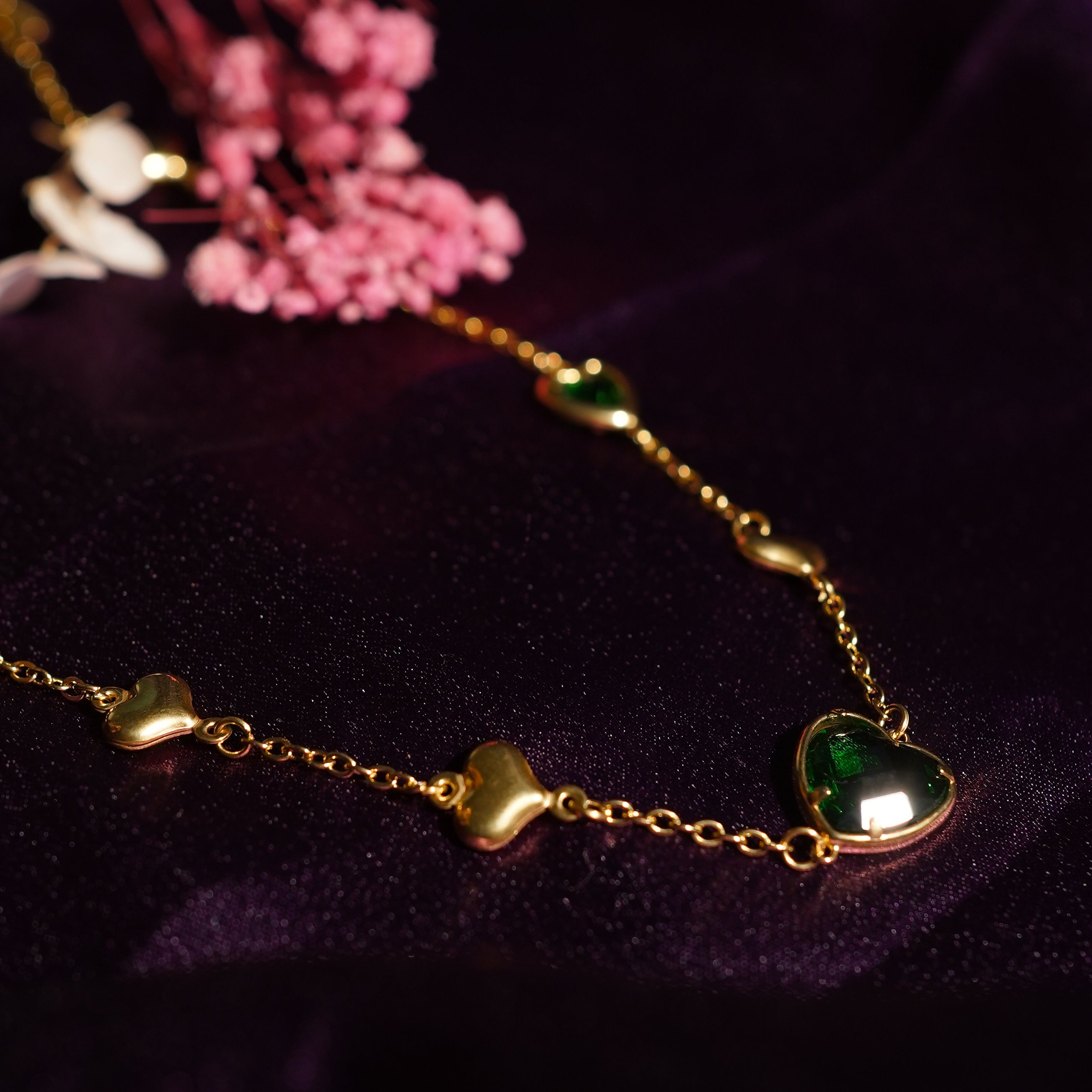 Emerald Love Facet Heart Necklace