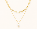 Pearl Heart Layered Chain Necklace
