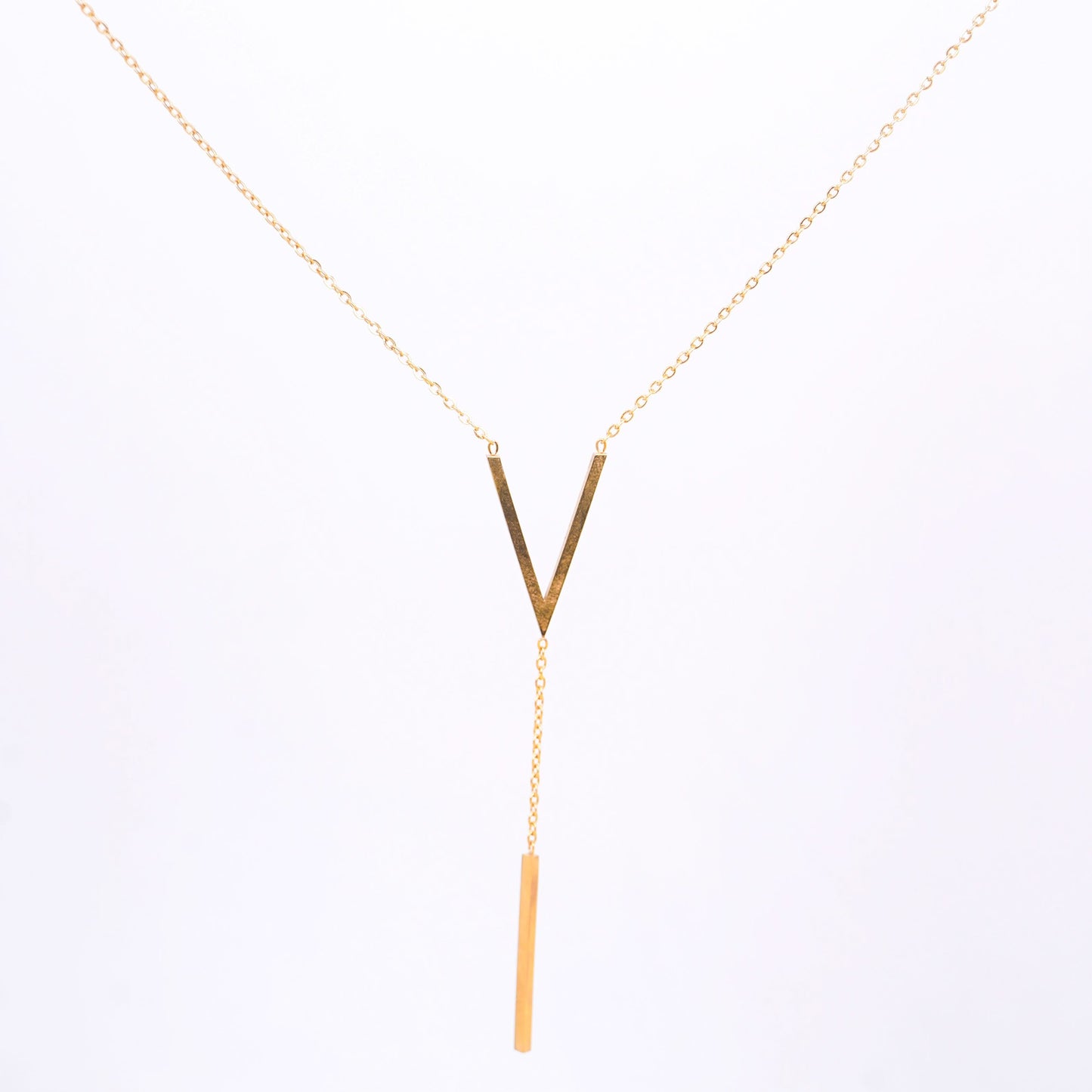 Golden Initial V Letter Necklace