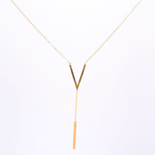 Golden Initial V Letter Necklace